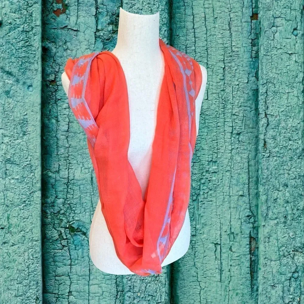 Women's Dressy Infinity Scarf Coral/Blue